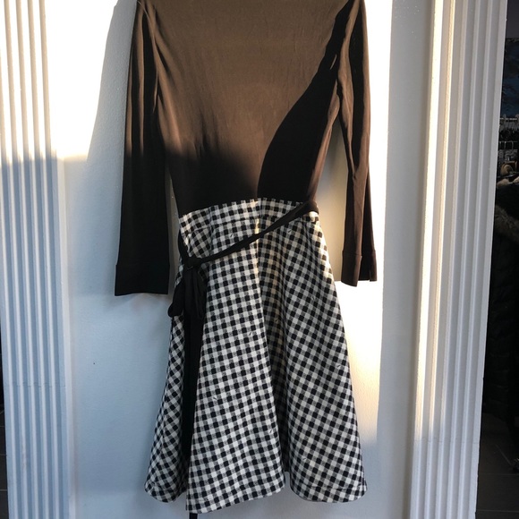 Diane Von Furstenberg Plaid and Black Wrap Dress - Picture 2 of 5